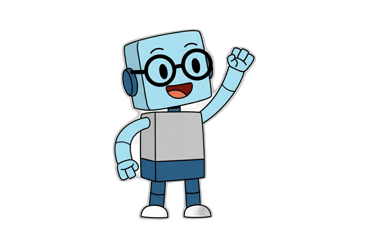 Happy bot illustrating AI automation
